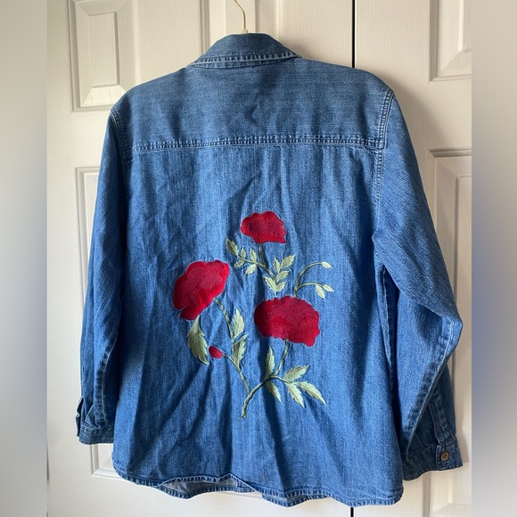 Embroidered Denim Button Up - Picture 4 of 5